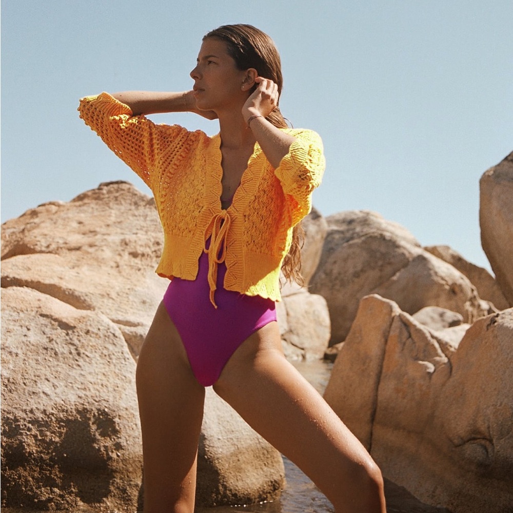 Zara Pointelle Knit Jacket